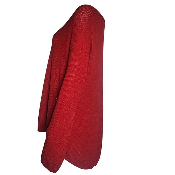 A.N.A. Sweater Womens Size L Large Solid All Red Pullover Knit Oversized Knit - Picture 4 of 7